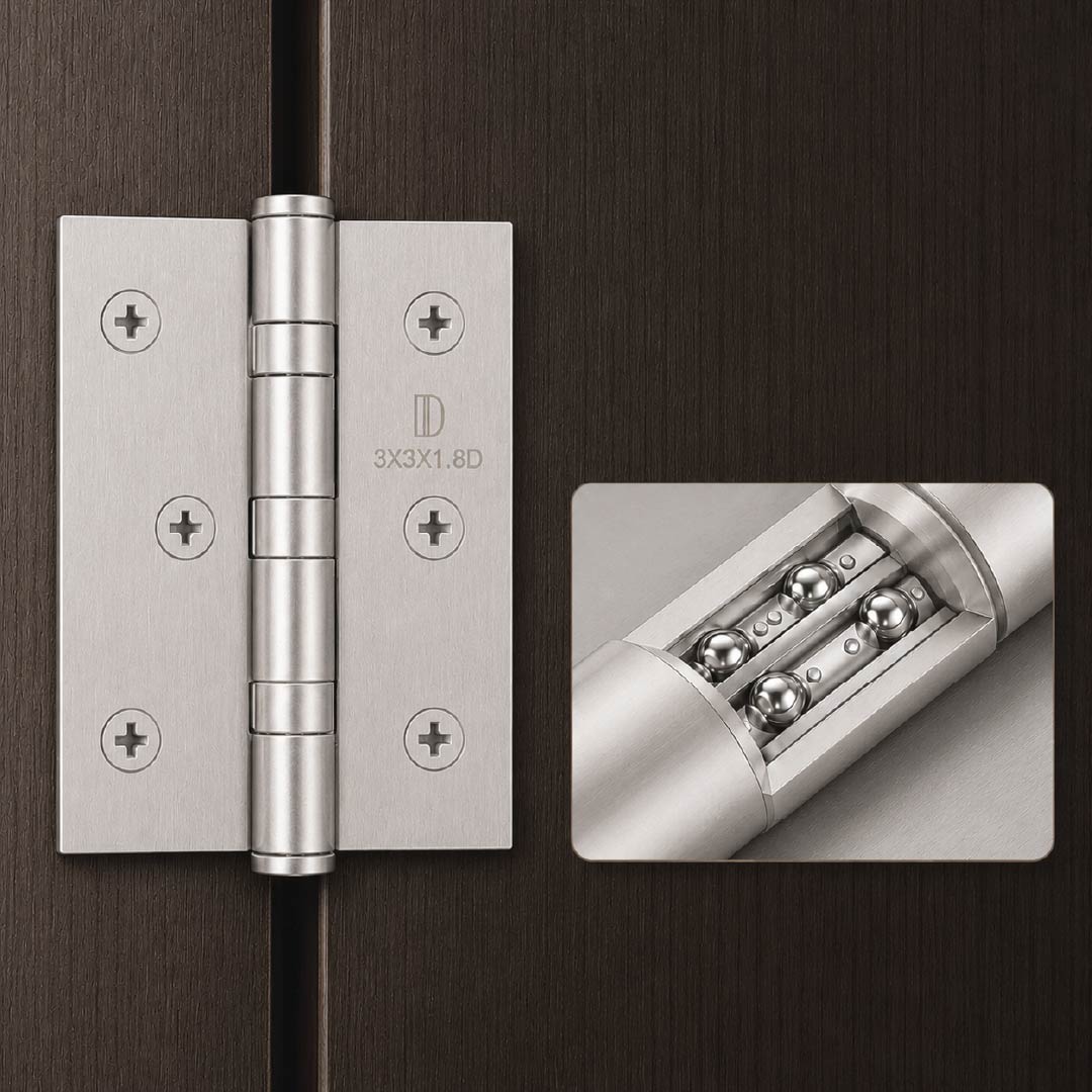 DOMIRA door hinges for interior and exterior doors, silver 3 inch, smooth and silent operation