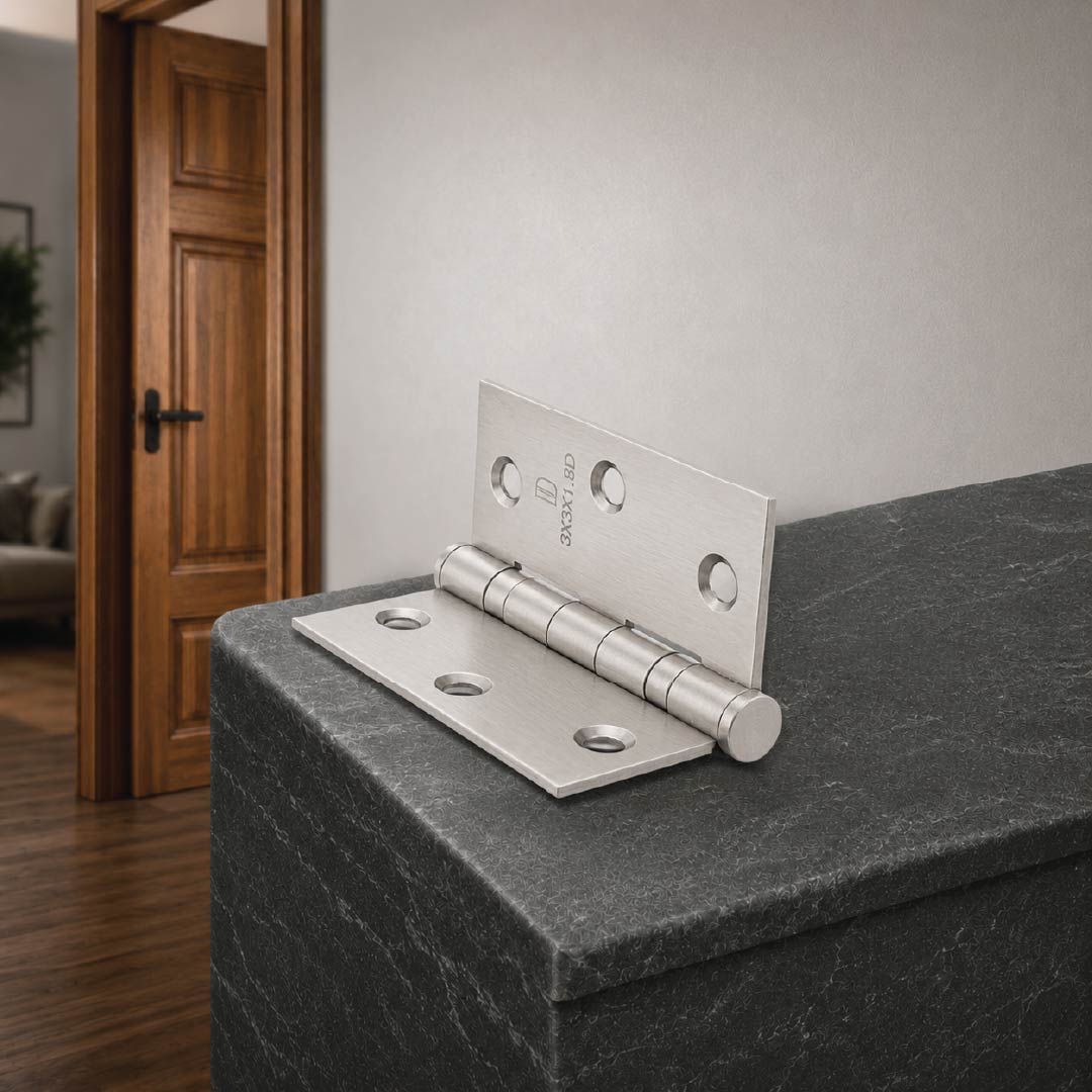 DOMIRA door hinges for interior and exterior doors, silver 3 inch, heavy-duty and long-lasting